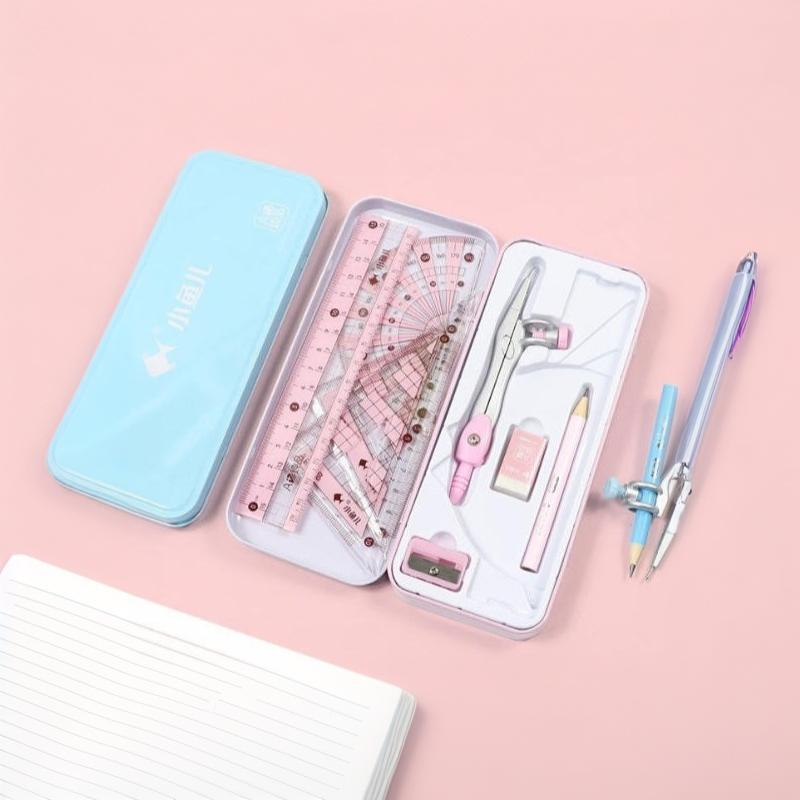 Math Geometry Set With Compass - 8Pcs/Set Geometry Math Drawing Stationery Set,