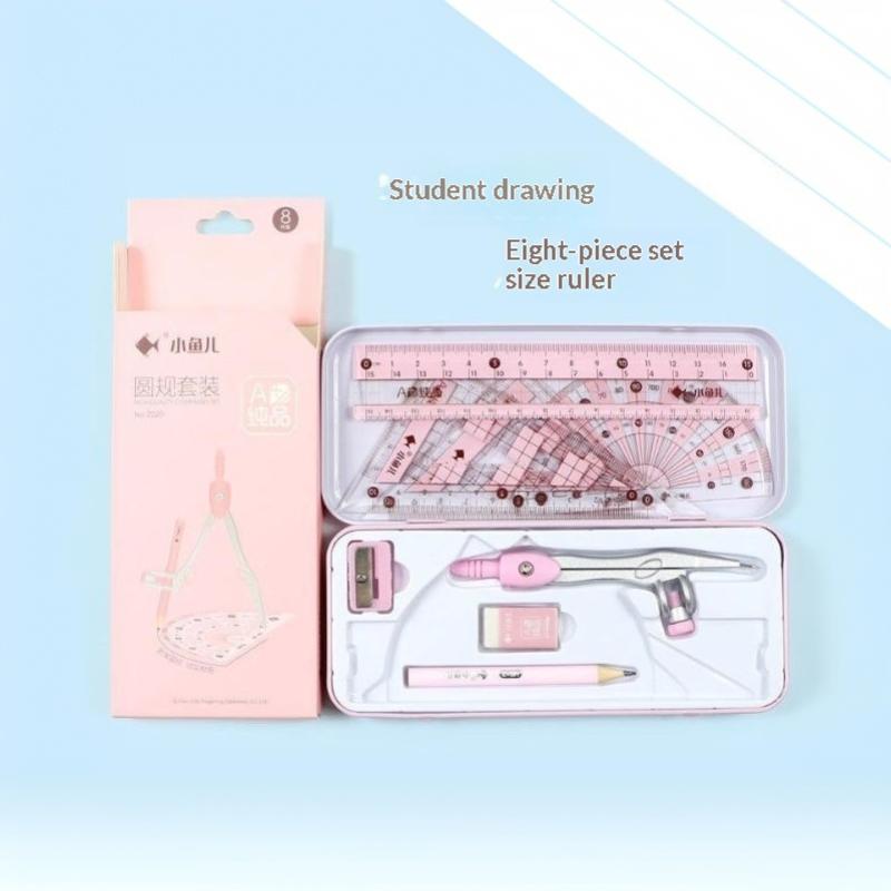 8Pcs/Set Geometry Math Drawing - Math Geometry Set With Compass 评论和价格