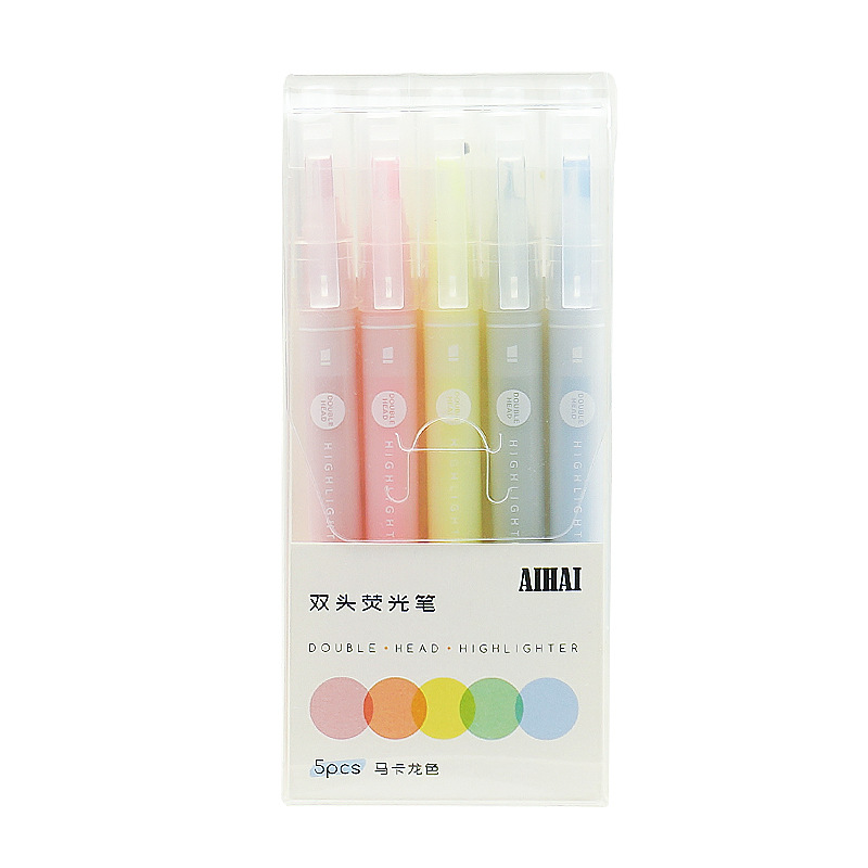 5 Colors Double Unique Window  - Pastel Highlighter Set Double Ended 评论和价格